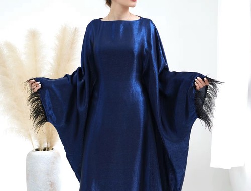 Navy shimmer butterfly abaya - navy,