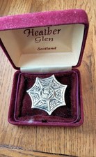 Glasgow Hallmark 1952 Sterling Silver Celtic Viking Shield Brooch + Vintage Box