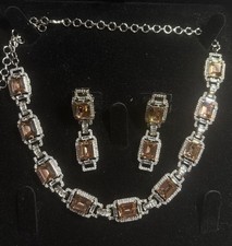 Swarov… Inspired  Brown  Set With Nano American Diamond Stones