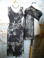 Phase Eight Dress 10 & Wrap/Pashmina Tapework Brown Cream Cornelli Matching