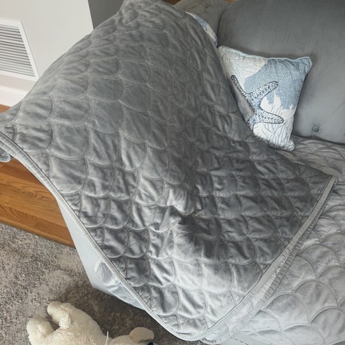Medium gray velour throw - medium,