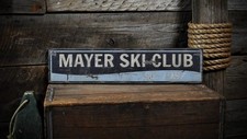 Custom Water Ski Club Est. Date Sign -Rustic Hand Made Vintage Wooden