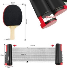 Portable Table Tennis Bats Blade Set Retractable Net 3 Ping Pong Balls Durable