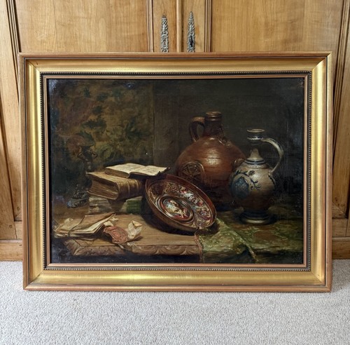 Antique still life oil - life,