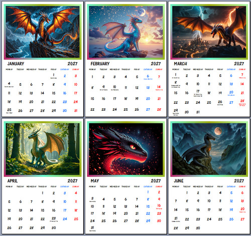 2027 dragons calendar wall - 2027,