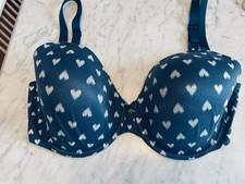Victoria Secret Bra 38DDD Body By Victoria Perfect Coverage Blue White Hearts