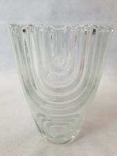 Vintage Rosice Sklo Union Large Clear Glass Vase Rudolf Schrötter Pattern 772