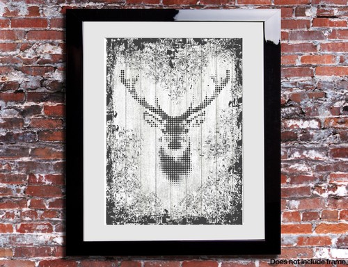 Deer stag shabby wood - wood, effect