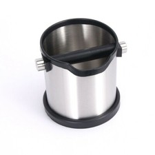 KNOCK BOX SILVER COFFEE BARISTA BIN ROUND SHAPE ESPRESSO GRIND WASTE TAMPER BIN