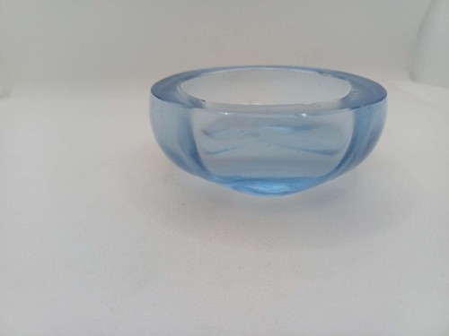 Chunky blue glass trinket bowl - chunky,