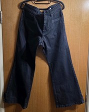 LCJD Denim Men's Flare Jeans Navy Stretch Indie Retro 70s Bell Bottoms 34W/30L