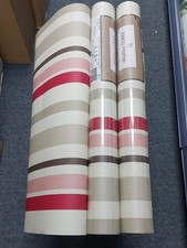 Matisse Red/Cream Stripe Wallpaper Ideco 922121