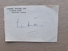 LEN HUTTON CRICKET LEGEND HAND-SIGNED VINTAGE BUSINESS SLIP