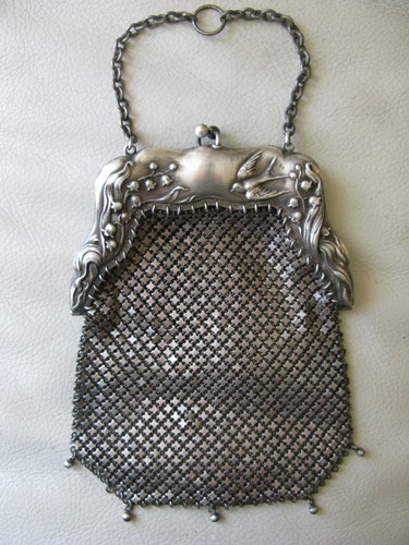 Antique silver floral bird - g,