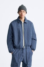 Zara Denim Bomber Jacket Blue