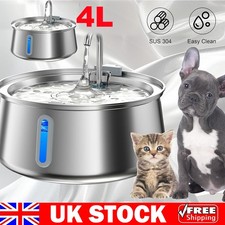 4L Electric Pet Water Fountain LED Cat Dog Automatic Drinking Bowl Dispenser UK