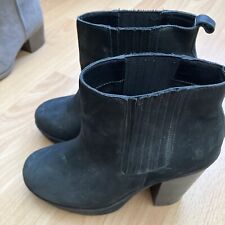 Black OFFICE London Faux Suede Leather & Moc Croc Ankle Boots ~ Size 5 / 38