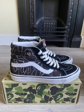 A Bathing Ape X Vans Sk8 Hi Black White UK Size 8