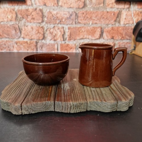 Vintage brown ceramic milk - , jug