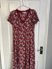 EAST Red Floral V-Neck Midi