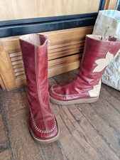 Destroy Leather Boots Vintage Red