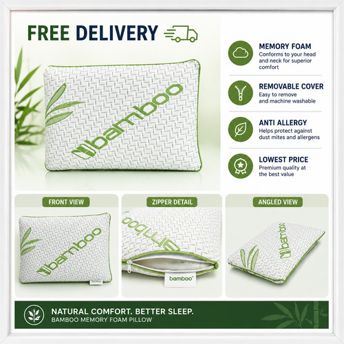 Bamboo memory foam cot pillow - memory,