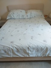 Dunelm Double duvet cover set & 4 Pillowcases Duck egg Blue floral dragonfly