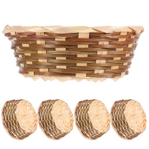 Pcs bamboo basket portable - 5,