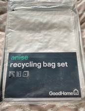 GoodHome Anise Recycling Bags Set of 4 White 3 x 18L & 54L Outer. New. Storage.