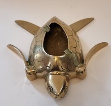 Vintage turtle brass ash tray