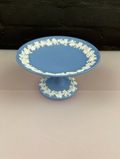 Wedgwood Blue Jasper Ware Small Comport / Tazza / Dish With Grape Vine & Grapes