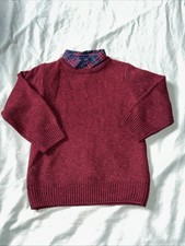 Next Boys Grandad Jumper Faux Shirt Collar 2-3 Years Christmas Party Check Red