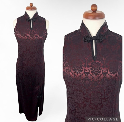 Vintage burgundy damask - burgundy,