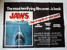 JAWS 1975 RR REISSUE rerelease ORIGINAL POSTER UK QUAD 30x40" very rare