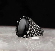 Onyx men silver ring handmade - ring,