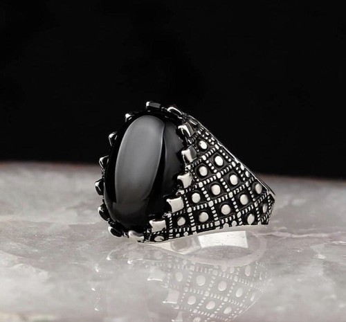 Onyx men silver ring - onyx,