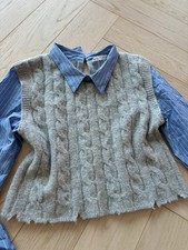 💙 ZARA Blue Shirt Knit Vest