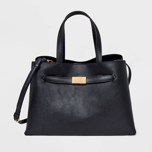 Belted satchel handbag a - belted,