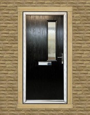 BRAND NEW COMPOSITE DOOR BLACK, WHITE FRAME 1005mm Wide By 2090mm Height (D223)