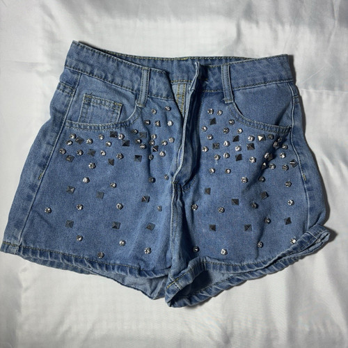 Composition blue studded denim - blue,
