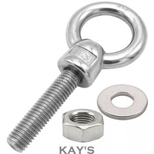 M6 M8 M10 M12 STAINLESS STEEL LIFTING EYE BOLTS A4 MARINE GRADE + NUTS & WASHERS