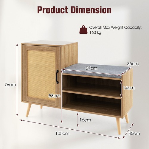 Rattan shoe cupboard 1 - rattan, 2-in-1