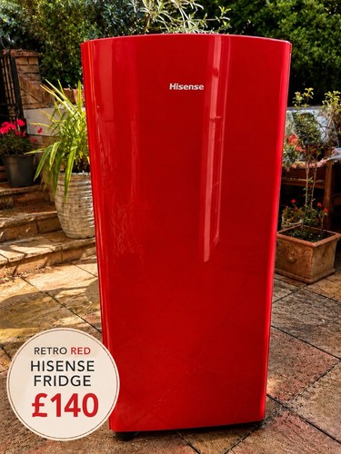 Hisense retro fridge red gloss - hisense,