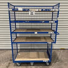Heavy Duty 6 Wheel Steel Frame Cage & 5 Shelf Trolleys - Mobile Stock Shelving