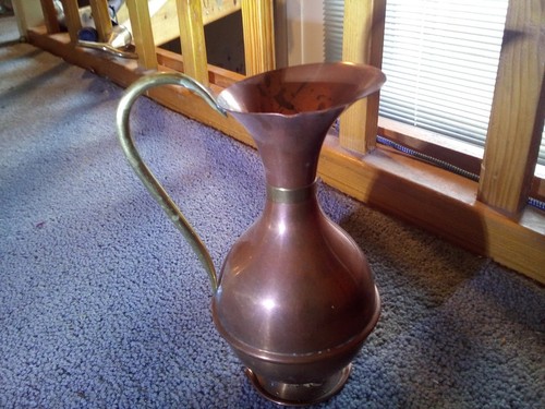 Vintage copper jug vase with - copper,