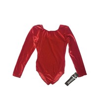 Danskin Girl’s Leotard Size Medium 8-10 Red Velvet Long Sleeve Dance Gymnastics