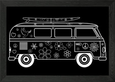 Retro Hippie Bus Car Framed