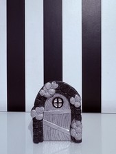 ? Tkmaxx black & silver mini fairy elf garden door concrete decoration  
