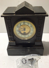 Late Victorian Black State Mantel Clock (Not Working)-Good/Acc. Condition (R4)