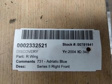 2004 LAND ROVER DISCOVERY 5 Door Estate Blue O/S Drivers Right Front Wing 1998-2
